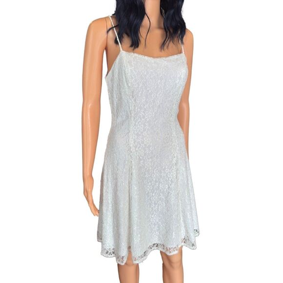 Vintage 90s Joni Blair Lace Dress Set 10 White Bridal Mini Coquette Clueless - Picture 4 of 6